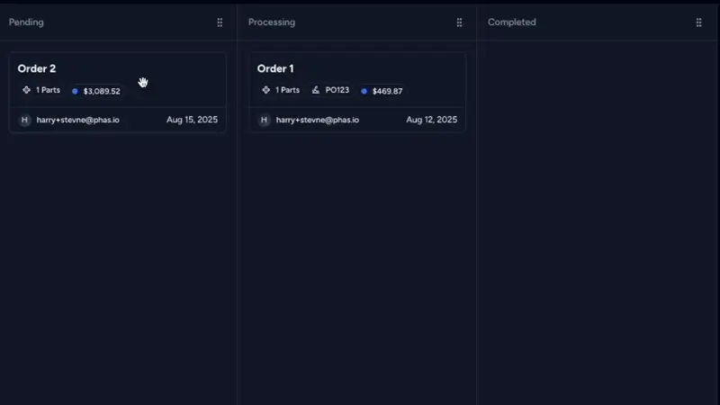 Orders with estimated dispatch dates