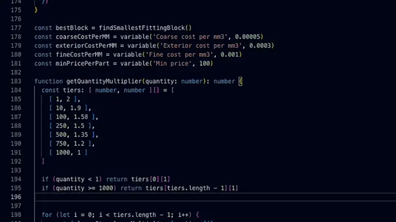 Pricing equation using bending values